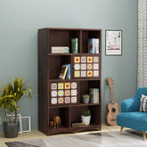 Dotwork Solid Sheesham Wood Bookshelf (Walnut Finish)